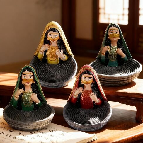 Resin Veiled Girl Tray Statue, Ramadan Decor Ornament, Eid Decorative Piece, Indoor Home Desktop Key Tray, Ideal Gift for Friends in Saudi Arabia