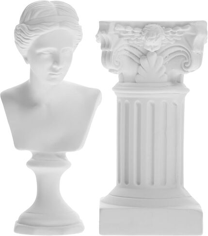 1Set Roman Column Character Statue Resin Greek Sculpture Home Decoration Greek Statue Decor Classic Greek Figurine Unique Resin Greek Character Ornament for Home Decor in Saudi Arabia