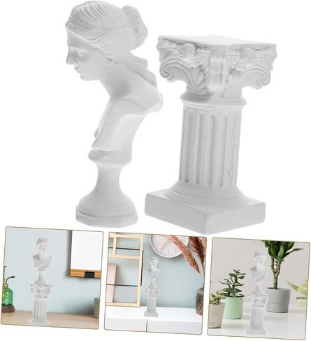 1Set Roman Column Character Statue Resin Greek Sculpture Home Decoration Greek Statue Decor Classic Greek Figurine Unique Resin Greek Character Ornament for Home Decor in Saudi Arabia