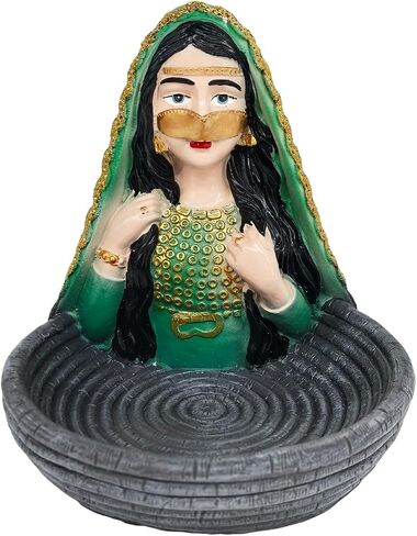 Resin Veiled Girl Tray Statue, Ramadan Decor Ornament, Eid Decorative Piece, Indoor Home Desktop Key Tray, Ideal Gift for Friends in Saudi Arabia