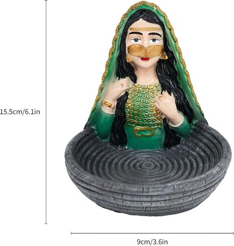Resin Veiled Girl Tray Statue, Ramadan Decor Ornament, Eid Decorative Piece, Indoor Home Desktop Key Tray, Ideal Gift for Friends in Saudi Arabia