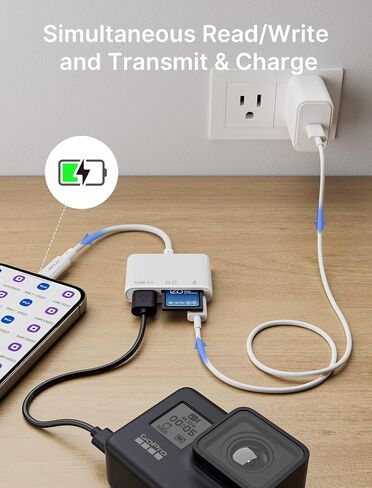 3-in-1 USB C SD Card Reader, JSAUX USB 3.0 Micro SD Memory Card Reader 2TB with Type-C Charging Port, Compatible with iPhone 16/16 Plus/16 Pro/16 Pro Max, Android, MacBook Pro/Air, Galaxy, iPad Pro in Saudi Arabia