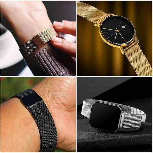 HARFINGTON Stainless Steel Mesh Watch Band Quick Release Metal Replacement Watch Strap with Magnetic Buckle for Men Women in Saudi Arabia