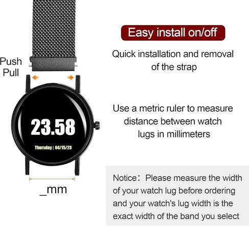 HARFINGTON Stainless Steel Mesh Watch Band Quick Release Metal Replacement Watch Strap with Magnetic Buckle for Men Women in Saudi Arabia