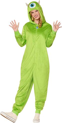 Spirit Halloween Monsters Inc. Adult Mike Wazowski Jumpsuit Costume | Officially licensed | Disney | Pixar in Saudi Arabia