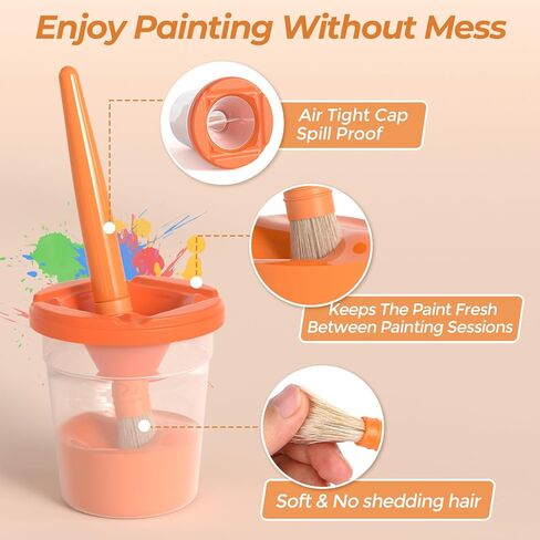 Nicpro Washable Paint for Kids with Painting Brushes and Cups, 12 Vibrant Colors(2 oz), Safe Non Toxic Tempera Finger Paint for Toddlers, Preschool Learning, Home School Children Art Painting Supplies in Kuwait