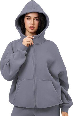 FAIABLE Womens Zip Up Hoodies with Pockets Oversized Sweatshirt Winter Long Sleeve Jackets Fleece Fall Outfits 2025 in Kuwait