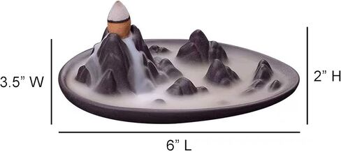 SOUL STICKS Backflow Incense Holder Burner Waterfall Fountain for Home, Office, Yoga, Room Decor & Aromatherapy with 1 Pack of 10 Backflow Fragrance Cones Included (Mountain Peak) in Saudi Arabia