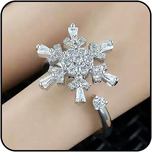 Season Statement Ring for Women Gold Maple Leaf Rotatable Silver Snowflake Stacking Ring Unique Autumn Winter Jewelry Gift in Saudi Arabia