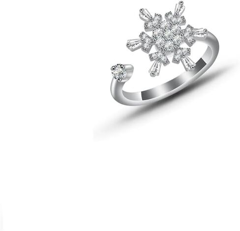 Season Statement Ring for Women Gold Maple Leaf Rotatable Silver Snowflake Stacking Ring Unique Autumn Winter Jewelry Gift in Saudi Arabia