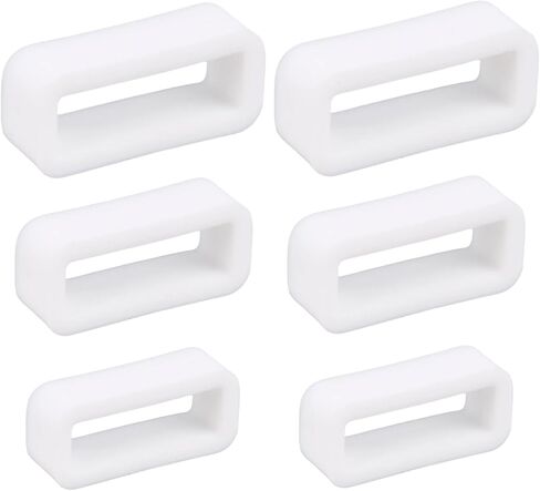 6pcs Watch Band Keepers, 14mm/16mm/18mm Silicone Watch Strap Retainer for Smart Sport Watchers Parts(White) in Saudi Arabia