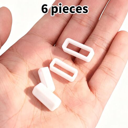 6pcs Watch Band Keepers, 14mm/16mm/18mm Silicone Watch Strap Retainer for Smart Sport Watchers Parts(White) in Saudi Arabia