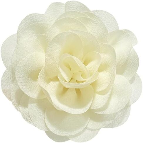 Dainty Chiffon Fabric Flower Small Brooch for Women Elegant 3D Rose Floral Hair Clip Lapel Pins for Dresses Suit Holiday Party Dance Banquet Clothing Accessory Jewelry 85mm in Saudi Arabia