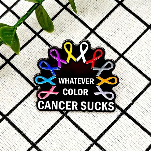 Whatever Color Cancer Sucks Fight Enamel Pin - Theme Series - Enamel Lapel Pin - Plated Badge for Clothing, Bags, and Lanyards in Saudi Arabia
