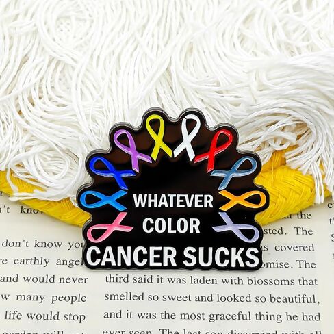 Whatever Color Cancer Sucks Fight Enamel Pin - Theme Series - Enamel Lapel Pin - Plated Badge for Clothing, Bags, and Lanyards in Saudi Arabia