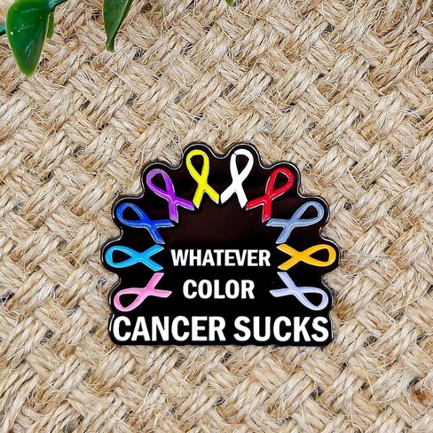 Whatever Color Cancer Sucks Fight Enamel Pin - Theme Series - Enamel Lapel Pin - Plated Badge for Clothing, Bags, and Lanyards in Saudi Arabia