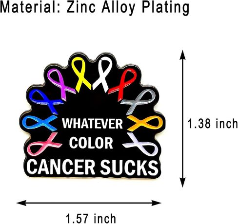 Whatever Color Cancer Sucks Fight Enamel Pin - Theme Series - Enamel Lapel Pin - Plated Badge for Clothing, Bags, and Lanyards in Saudi Arabia