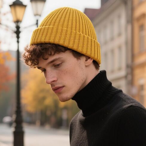 Thick Ribbed Knit Beanie Hats for Men and Women - Warm Winter Caps, Multi-Color Chunky Texture Skull Caps in Saudi Arabia