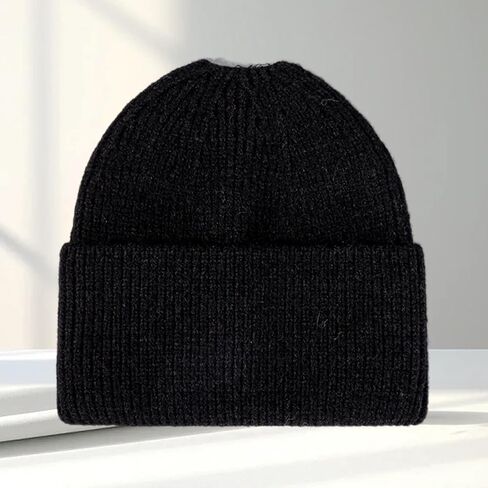 Thick Ribbed Knit Cuffed Beanie Hat for Cold Weather in Saudi Arabia