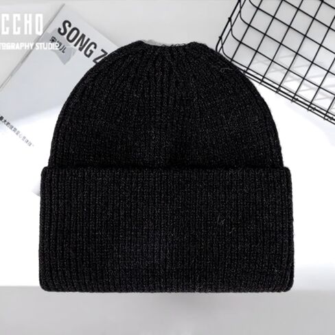 Thick Ribbed Knit Cuffed Beanie Hat for Cold Weather in Saudi Arabia
