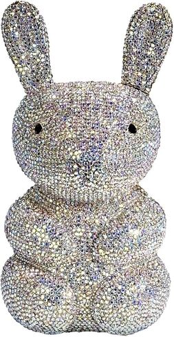 Women Cute Rabbit Shape Rhinestone Evening Bag Chic Animal Crystal Clutch Glitter Full Diamond Purse for Prom Party in Kuwait