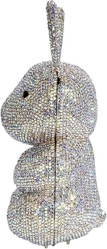 Women Cute Rabbit Shape Rhinestone Evening Bag Chic Animal Crystal Clutch Glitter Full Diamond Purse for Prom Party in Kuwait