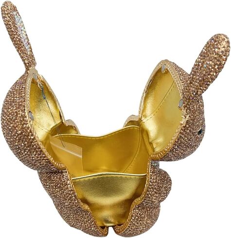 حقيبة سهرة نسائية لطيفة على شكل أرنب من حجر الراين حقيبة مسائية أنيقة على شكل حيوان كريستالي لامع محفظة ماسية كاملة لحفلة موسيقية in Kuwait