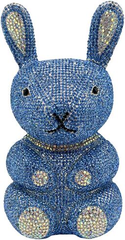 حقيبة سهرة نسائية لطيفة على شكل أرنب من حجر الراين حقيبة مسائية أنيقة على شكل حيوان كريستالي لامع محفظة ماسية كاملة لحفلة موسيقية in Kuwait