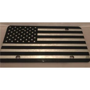 Black & Silver American Flag License Plate in Saudi Arabia