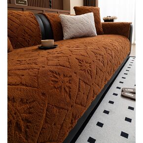 vctops Caramel Fleece Couch Cover Boho Fuzzy Jacquard Sofa Cover Non-Slip Soft Cozy Plush Sofa Slipcover Washable Furniture Protector for Dogs Pets Cats (Caramel,43"x94") in Saudi Arabia