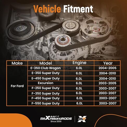 مجموعة شداد الحزام maxpeedingrods مع بكرة لفورد F-250 F-350 F-450 F-550 Super Duty 2003-2007، Excursion 2003-2005، E-350 2004-2010، E-450 Super Duty 2004-2010، V8 6.0L 1844538C1 in Saudi Arabia