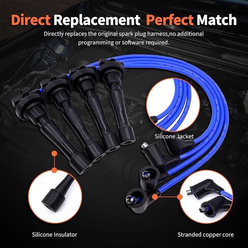 HiSport Car Spark Plug Coil Wires Ignition Coil Harness Cable Compatible with Subaru Forester Impreza Legacy 2004-2011, 22454-AA140 22451-AA940, Pack of 4 in Saudi Arabia