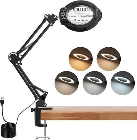 مصباح مكبرة الكولوفيرين 5x 10x ، 2 في 1 قابلة لإعادة الشحن مع الضوء ، وضوء مكبدي LED مع القاعدة والمشاب in Kuwait