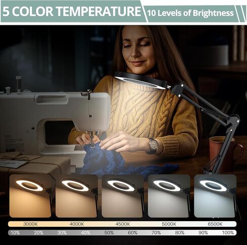 مصباح مكبرة الكولوفيرين 5x 10x ، 2 في 1 قابلة لإعادة الشحن مع الضوء ، وضوء مكبدي LED مع القاعدة والمشاب in Kuwait