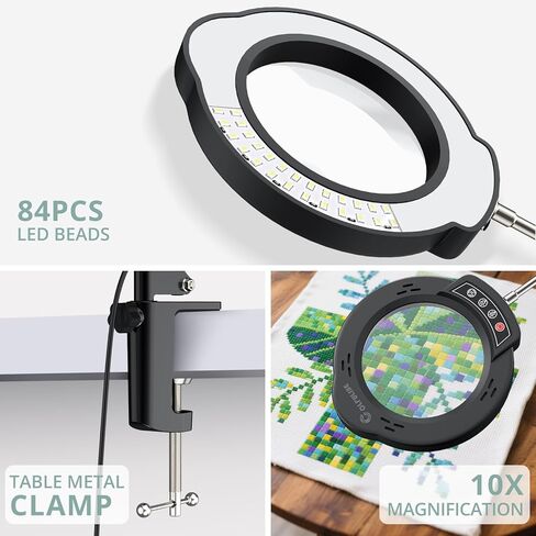 مصباح مكبرة الكولوفيرين 5x 10x ، 2 في 1 قابلة لإعادة الشحن مع الضوء ، وضوء مكبدي LED مع القاعدة والمشاب in Kuwait