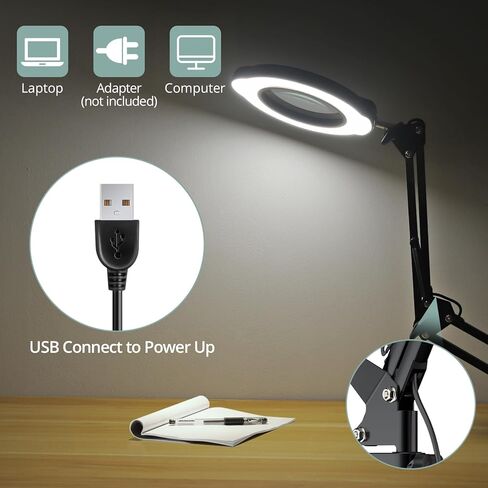 مصباح مكبرة الكولوفيرين 5x 10x ، 2 في 1 قابلة لإعادة الشحن مع الضوء ، وضوء مكبدي LED مع القاعدة والمشاب in Kuwait