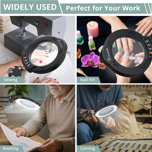 مصباح مكبرة الكولوفيرين 5x 10x ، 2 في 1 قابلة لإعادة الشحن مع الضوء ، وضوء مكبدي LED مع القاعدة والمشاب in Kuwait