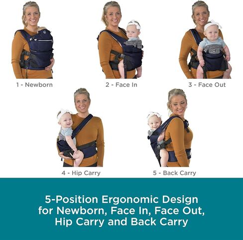 Contours Baby Carrier Newborn to Toddler | Journey 5 Position Convertible Easy-to-Use Baby Carrier with Pockets for Men and Women, Face in, Face Out, Front, Back & Hip (8-45 lbs) - Carbon Gray in Kuwait