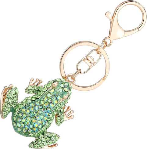 Frog Keychain,Cute Rhinestone Frog Gift Kawaii Keychain for Women Purse Bag Charms Funny Frog Decor Men Car Key in Saudi Arabia