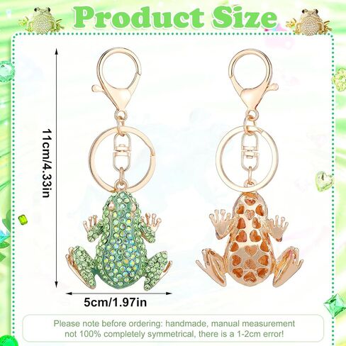 Frog Keychain,Cute Rhinestone Frog Gift Kawaii Keychain for Women Purse Bag Charms Funny Frog Decor Men Car Key in Saudi Arabia