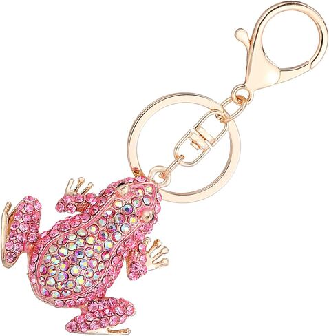 Frog Keychain,Cute Rhinestone Frog Gift Kawaii Keychain for Women Purse Bag Charms Funny Frog Decor Men Car Key in Saudi Arabia