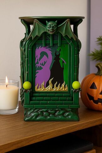 Bath & Body Works Maleficent Shadowbox Pedestal 3-Wick Candle Holder – Black Metal Gothic Design with Dragon Silhouette and Spiked Frame in Saudi Arabia