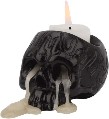Resin Skeleton Skull Candlestick Holder - Ideal for Halloween, Home Parties, and Themed Bar Decorations, White in Saudi Arabia