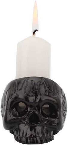 Resin Skeleton Skull Candlestick Holder - Ideal for Halloween, Home Parties, and Themed Bar Decorations, White in Saudi Arabia