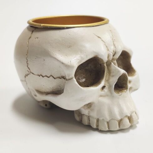 Resin Skeleton Skull Candlestick Holder - Ideal for Halloween, Home Parties, and Themed Bar Decorations, White in Saudi Arabia