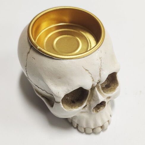 Resin Skeleton Skull Candlestick Holder - Ideal for Halloween, Home Parties, and Themed Bar Decorations, White in Saudi Arabia
