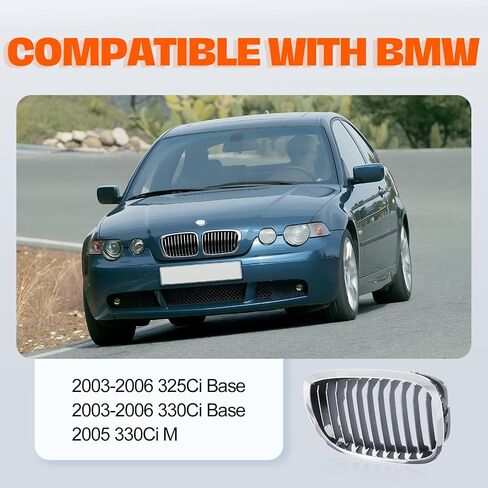 شبكة CarPartsDepot الأمامية من الكروم باللون الأسود (الجانب الأيسر + الجانب الأيمن) متوافقة مع 2003-2006 BMW 325Ci & 330Ci BM1200157 BM1200156 in Saudi Arabia