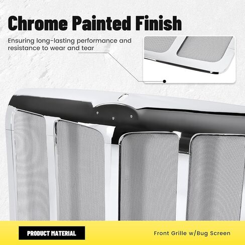 Front Grill w/Bug Screen Compatible with 2013-2021 Peterbilt 579 Front Hood Radiator Bumper Grille Plastic+Steel-Silvery in Saudi Arabia