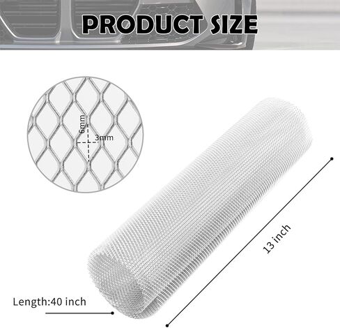 40x13" Car Grill Mesh for Bumper,Cuttable Metal Mesh Grill with 6mm Honeycomb Meshes Eyelets for Blocking Stones/Branch,Aluminum Alloy Car Metal Meshes Screen Grille Inserts (6mm Hexagonal) in Saudi Arabia