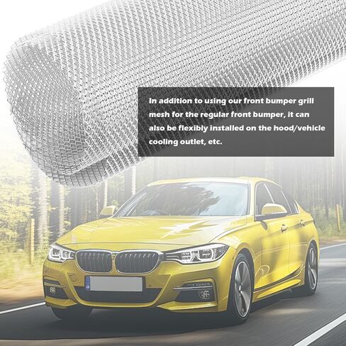 40x13" Car Grill Mesh for Bumper,Cuttable Metal Mesh Grill with 6mm Honeycomb Meshes Eyelets for Blocking Stones/Branch,Aluminum Alloy Car Metal Meshes Screen Grille Inserts (6mm Hexagonal) in Saudi Arabia